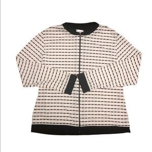 Chico’s Travelers White And Black Striped Jacket